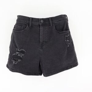 SO Jean Short Boyfriend Midi High Rise Junior Womens 11 Black Distressed Stretch
